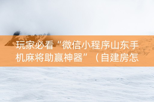 玩家必看“微信小程序山东手机麻将助赢神器”（自建房怎么拿好牌)