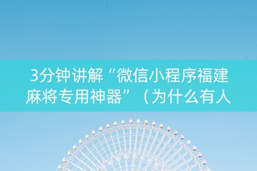 3分钟讲解“微信小程序福建麻将专用神器”（为什么有人一直赢)
