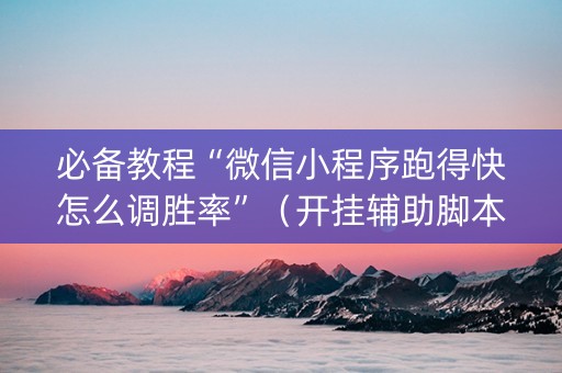 必备教程“微信小程序跑得快怎么调胜率”（开挂辅助脚本)