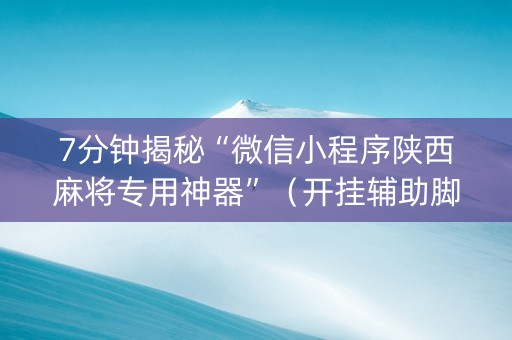 7分钟揭秘“微信小程序陕西麻将专用神器”（开挂辅助脚本)