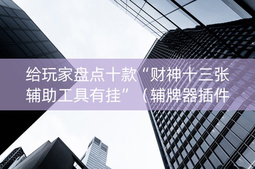 给玩家盘点十款“财神十三张辅助工具有挂”（辅牌器插件购买)