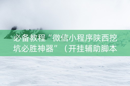 必备教程“微信小程序陕西挖坑必胜神器”（开挂辅助脚本)