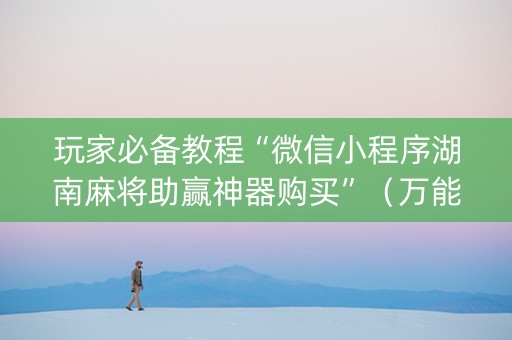 玩家必备教程“微信小程序湖南麻将助赢神器购买”（万能开挂神器)