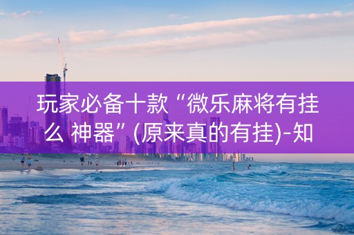 玩家必备十款“微乐麻将有挂么 神器”(原来真的有挂)-知乎