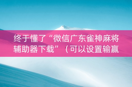 终于懂了“微信广东雀神麻将辅助器下载”（可以设置输赢吗)