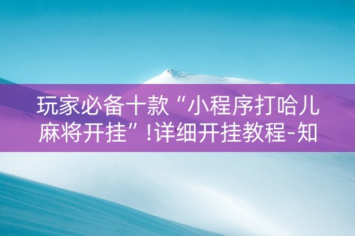 玩家必备十款“小程序打哈儿麻将开挂”!详细开挂教程-知乎