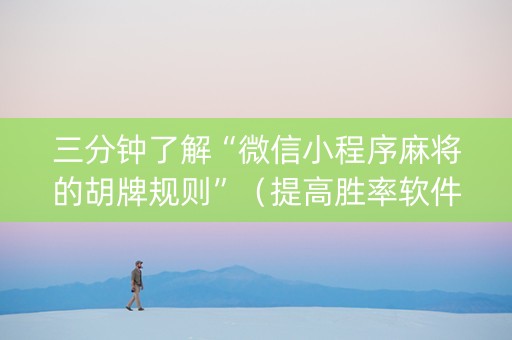 三分钟了解“微信小程序麻将的胡牌规则”（提高胜率软件)