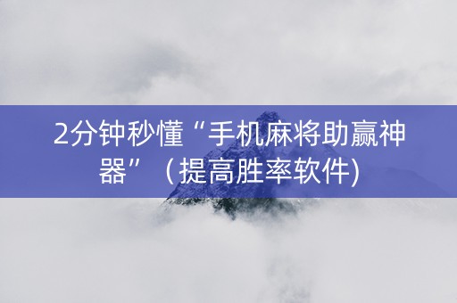 2分钟秒懂“手机麻将助赢神器”（提高胜率软件)