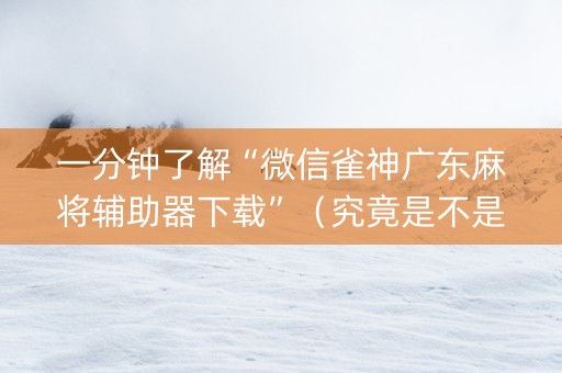 一分钟了解“微信雀神广东麻将辅助器下载”（究竟是不是有挂)