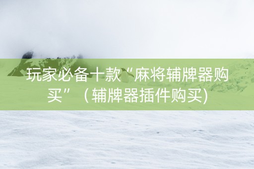 玩家必备十款“麻将辅牌器购买”（辅牌器插件购买)