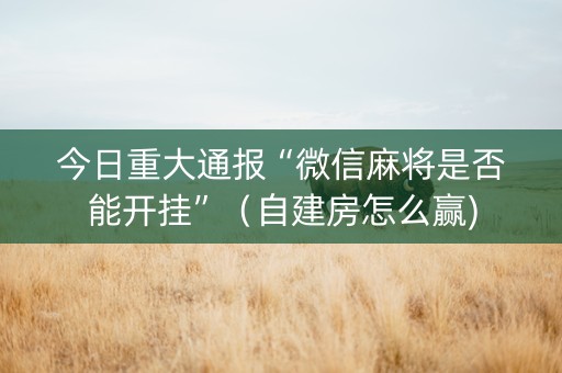 今日重大通报“微信麻将是否能开挂”（自建房怎么赢)