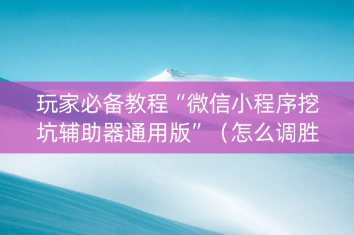 玩家必备教程“微信小程序挖坑辅助器通用版”（怎么调胜率)