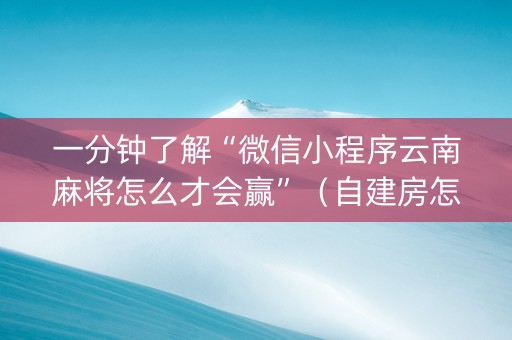 一分钟了解“微信小程序云南麻将怎么才会赢”（自建房怎么拿好牌)