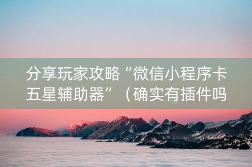 分享玩家攻略“微信小程序卡五星辅助器”（确实有插件吗)