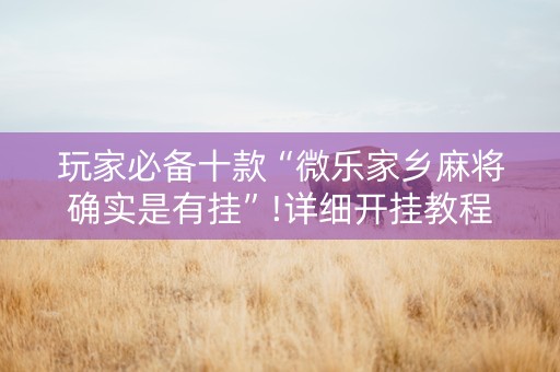 玩家必备十款“微乐家乡麻将确实是有挂”!详细开挂教程-知乎