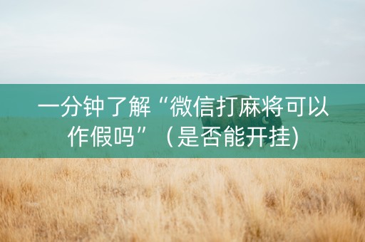 一分钟了解“微信打麻将可以作假吗”（是否能开挂)