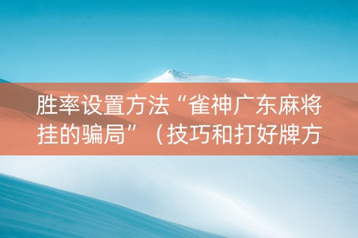 胜率设置方法“雀神广东麻将挂的骗局”（技巧和打好牌方法)