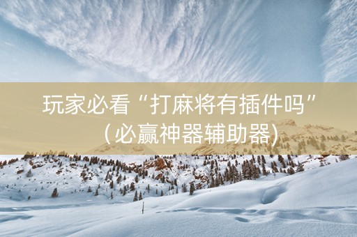 玩家必看“打麻将有插件吗”（必赢神器辅助器)