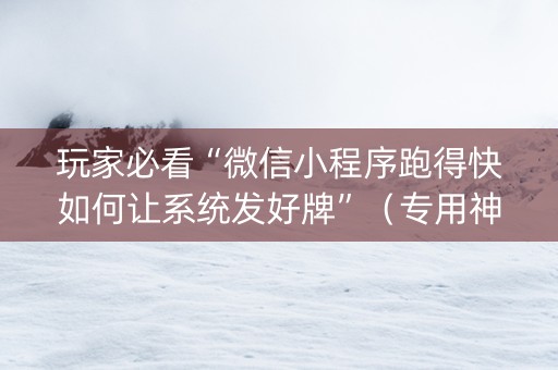 玩家必看“微信小程序跑得快如何让系统发好牌”（专用神器下载)