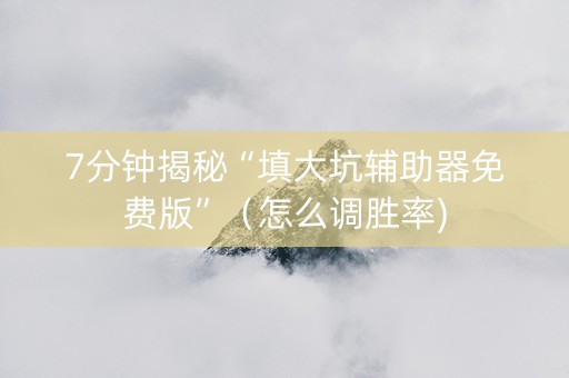 7分钟揭秘“填大坑辅助器免费版”（怎么调胜率)