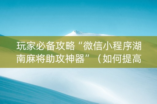 玩家必备攻略“微信小程序湖南麻将助攻神器”（如何提高胜率)