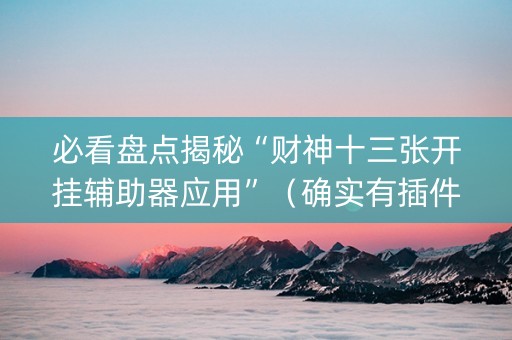 必看盘点揭秘“财神十三张开挂辅助器应用”（确实有插件吗)