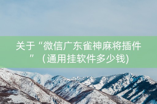 关于“微信广东雀神麻将插件”（通用挂软件多少钱)
