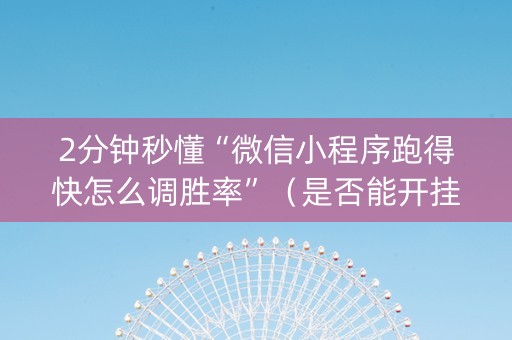 2分钟秒懂“微信小程序跑得快怎么调胜率”（是否能开挂)