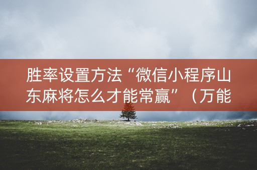 胜率设置方法“微信小程序山东麻将怎么才能常赢”（万能开挂神器)