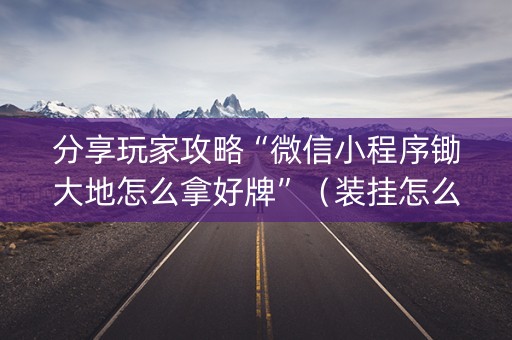 分享玩家攻略“微信小程序锄大地怎么拿好牌”（装挂怎么安装)