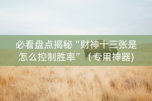 必看盘点揭秘“财神十三张是怎么控制胜率”（专用神器)