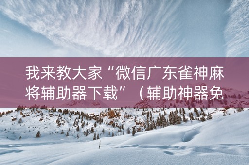我来教大家“微信广东雀神麻将辅助器下载”（辅助神器免费)