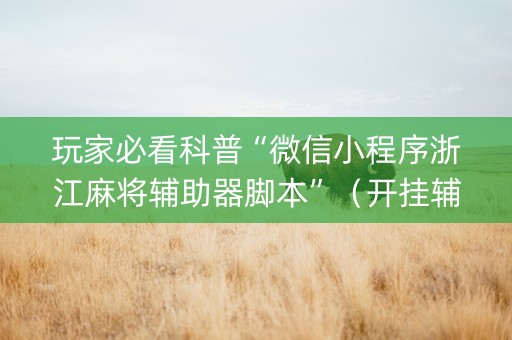 玩家必看科普“微信小程序浙江麻将辅助器脚本”（开挂辅助器插件)