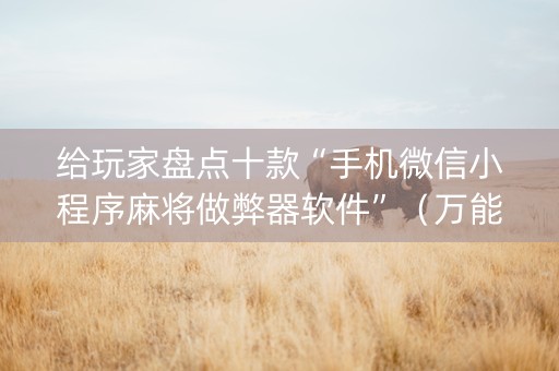 给玩家盘点十款“手机微信小程序麻将做弊器软件”（万能开挂器)