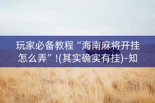 玩家必备教程“海南麻将开挂怎么弄”!(其实确实有挂)-知乎