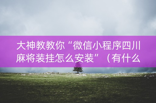 大神教教你“微信小程序四川麻将装挂怎么安装”（有什么规律)