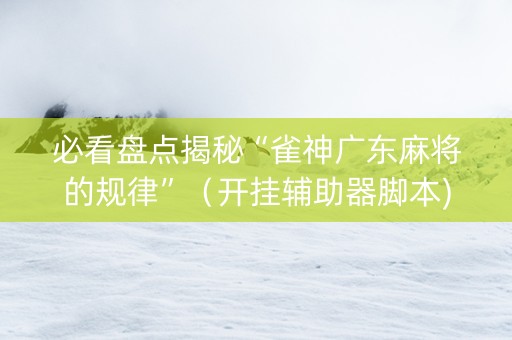 必看盘点揭秘“雀神广东麻将的规律”（开挂辅助器脚本)