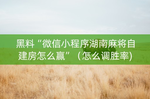 黑料“微信小程序湖南麻将自建房怎么赢”（怎么调胜率)