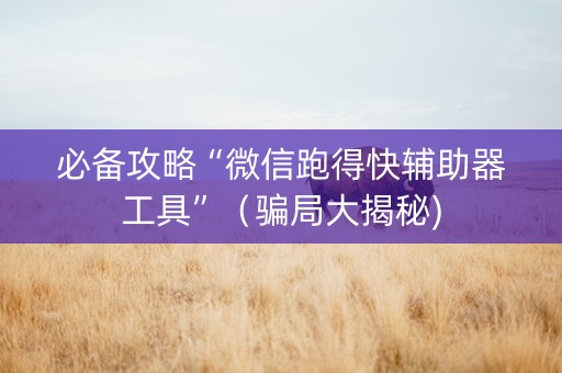 必备攻略“微信跑得快辅助器工具”（骗局大揭秘)