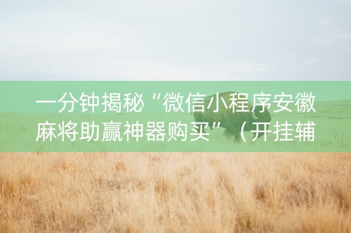 一分钟揭秘“微信小程序安徽麻将助赢神器购买”（开挂辅助器脚本)
