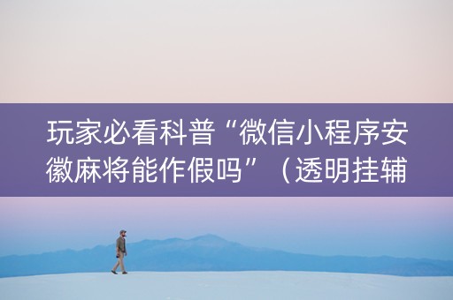 玩家必看科普“微信小程序安徽麻将能作假吗”（透明挂辅助器)