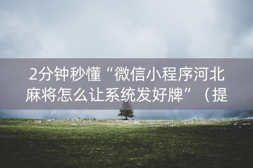 2分钟秒懂“微信小程序河北麻将怎么让系统发好牌”（提高胜率技巧)