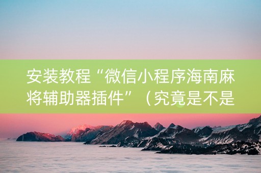 安装教程“微信小程序海南麻将辅助器插件”（究竟是不是有挂)