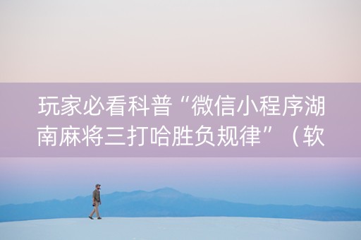 玩家必看科普“微信小程序湖南麻将三打哈胜负规律”（软挂神器)