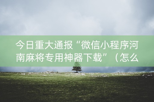 今日重大通报“微信小程序河南麻将专用神器下载”（怎么设置能有好牌)