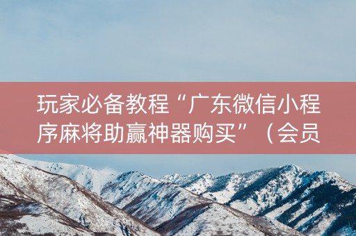 玩家必备教程“广东微信小程序麻将助赢神器购买”（会员会提高胜率吗)