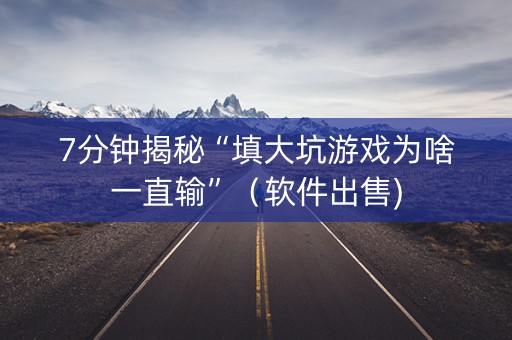 7分钟揭秘“填大坑游戏为啥一直输”（软件出售)
