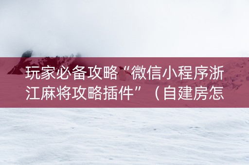 玩家必备攻略“微信小程序浙江麻将攻略插件”（自建房怎么赢)