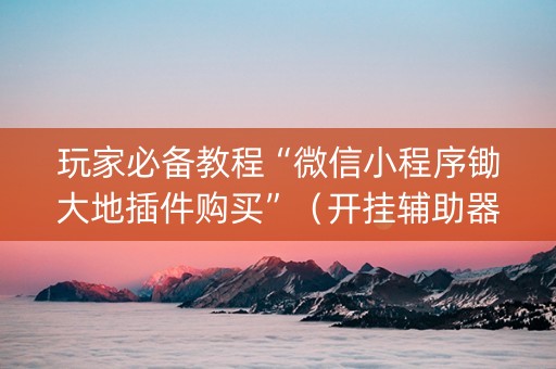 玩家必备教程“微信小程序锄大地插件购买”（开挂辅助器插件)