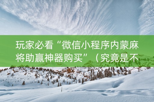 玩家必看“微信小程序内蒙麻将助赢神器购买”（究竟是不是有挂)